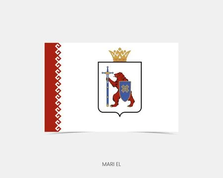 Mari El Rectangle flag icon with shadow. Stock Illustration