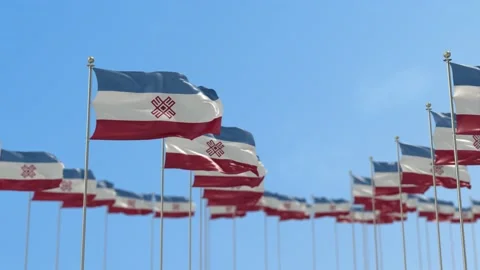 Mari El Row Of Flags 3D Animation Stock-Footage 148723485
