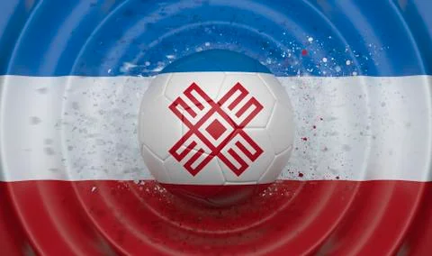 Mari El, soccer ball, complementing the composition in the form of a flag Stock Illustration