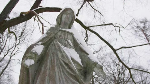 Maria statue on a Winter day Stock Footage 197274782