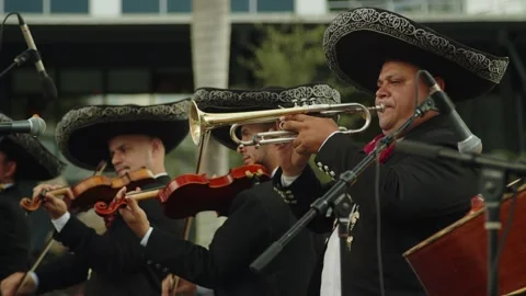 Mariachis Playing Instruments at Hispanic Heritage Festival in Miami Stock Footage 239099210