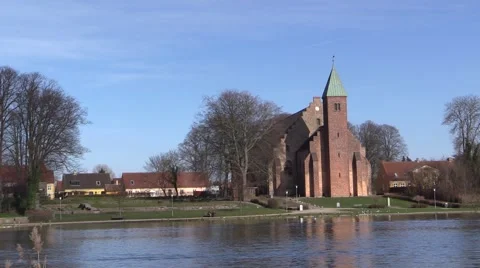 Maribo Cathedral at Lake Maribo Video stock 48891045