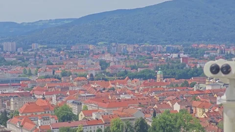 Maribor Cityscape Panoramic View from Piramida Hill, Slovenia Stock Footage 337239635