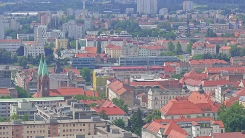 Maribor Cityscape Panoramic View from Piramida Hill, Slovenia Stock Footage 337239638