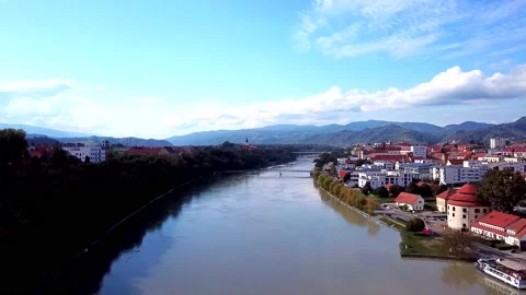 Maribor Drava River Stock Footage 147560536