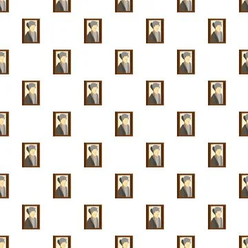 Marie curie inspired portrait pattern on white background Stock Illustration