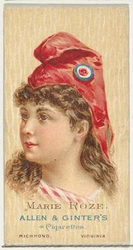 Marie Roze, from World's Beauties, Series 2 (N27) for Allen & Ginter Cigare.. Stock Photos