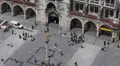 Marienplatz Mariensaule Munich New Town Hall Square People Walk Visit Commuting HD Footage