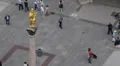 Marienplatz Munich Aerial View Closeup Mariensaule Tourists Visit Crowd Passing HD Footage