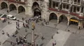 Marienplatz Munich Aerial View Pedestrians Walk Crowd Busy City Center Movement HD Footage