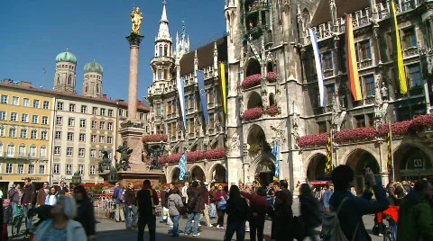 The Marienplatz in Munich, Germany Stock Footage 282273