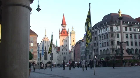 Marienplatz Munich at sunset Stock Footage 33472674