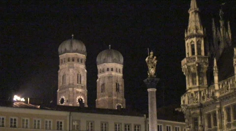 Marienplatz Square at night Germany Stock-Footage 325124