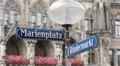 Marienplatz Street Sign Closeup Rindermarkt Famous Popular Square Munich City HD Footage