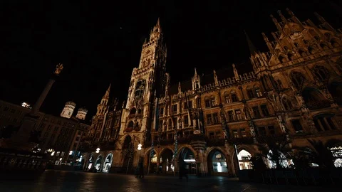 Marienplatz Timelapse at Night Stock Footage 86437986