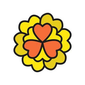 Marigold flower icon features a vibrant and cheerful design Stock Illustration