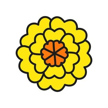 Marigold flower icon features a vibrant and cheerful design Stock Illustration