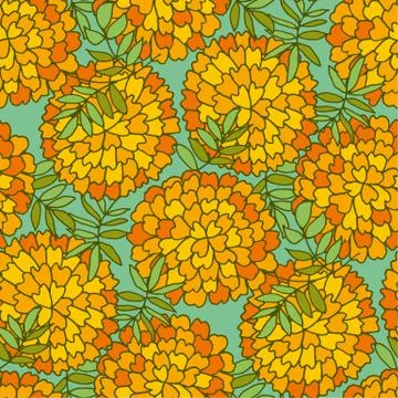 Marigold flower seamless pattern Illustrazione stock