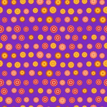 Marigold flowers seamless pattern on purple Stock Illustration