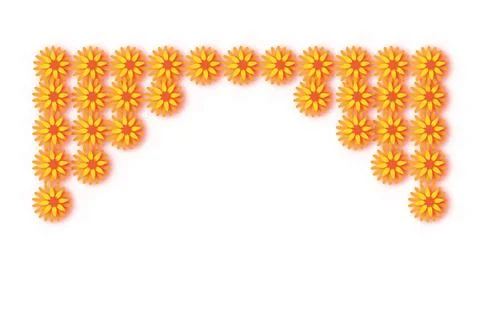 Marigold Garland. Yellow Orange Paper Cut Flower. Indian Festival Flower and Stock Illustration