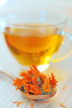 Marigold herbal tea Stock Photos
