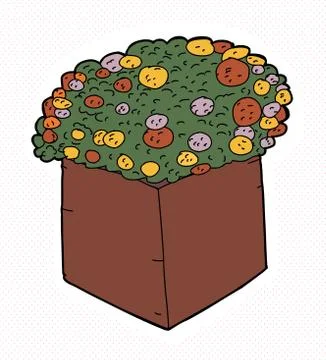 Marigolds in square pot Stock Illustration