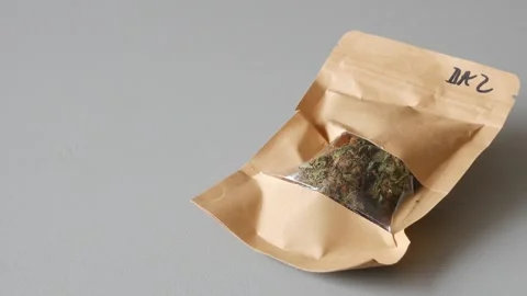 Marihuana Cannabis Weed packed in package Stock Footage