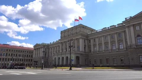 Mariinsky Palace, currently the legislative Assembly of Saint Petersburg. Stock Footage 155675494