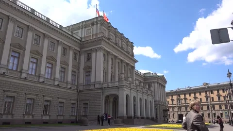 Mariinsky Palace, currently the legislative Assembly of Saint Petersburg. Stock Footage 155675515