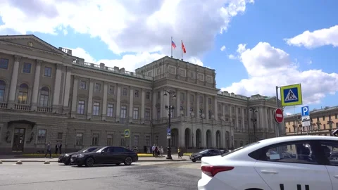 Mariinsky Palace, currently the legislative Assembly of Saint Petersburg. Stock Footage 155675535