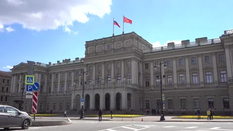 Mariinsky Palace, currently the legislative Assembly of Saint Petersburg. Stock Footage 155675771