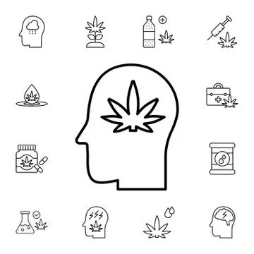 Marijuana, brain, addiction flat vector icon in marijuana pack Stock Illustration