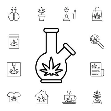 Marijuana, bubbler flat vector icon in marijuana pack Stock Illustration