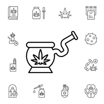 Marijuana, bubbler flat vector icon in marijuana pack Stock Illustration