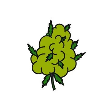 Marijuana bud doodle icon, vector color illustration Stock Illustration