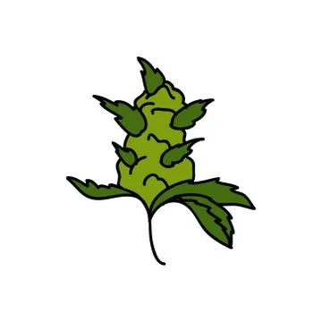 Marijuana bud doodle icon, vector color illustration Stock Illustration
