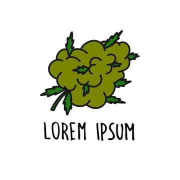 Marijuana bud doodle icon, vector color illustration Stock Illustration