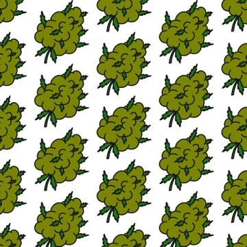 Marijuana bud seamless doodle pattern, vector color illustration Stock Illustration