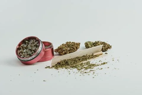 Marijuana buds on white background, close up. Stock-Fotos