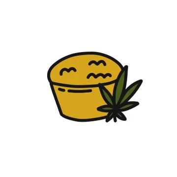 Marijuana cake doodle icon, vector illustration Stock Illustration