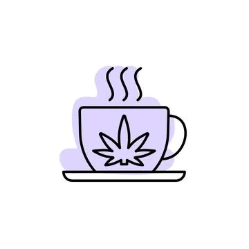 Marijuana, cup, tea with color shadow vector icon in marijuana set Stock Illustration
