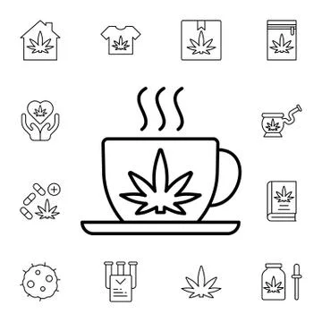 Marijuana, cup, tea flat vector icon in marijuana pack Stock Illustration