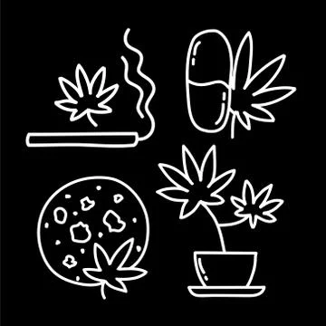 Marijuana doodle icon, vector illustration Stock Illustration