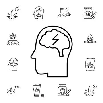 Marijuana, epilepsy, brain flat vector icon in marijuana pack Stock Illustration