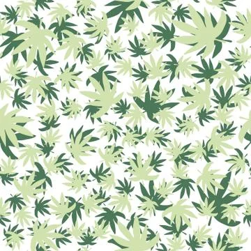 Marijuana flat leaf vector backdrop. Green leaves Cannabis seamless pattern. Illustrazione stock