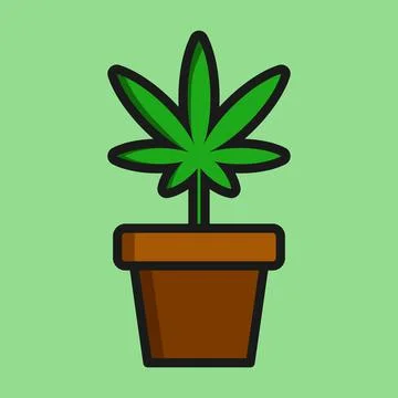 Marijuana in flowerpot vector. Growing weed symbol Stock Illustration