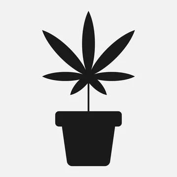 Marijuana in flowerpot vector icon. Growing weed Stock Illustration