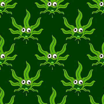 Marijuana Frame Green Leaf and black marijuana hookah seamless pattern. Stock Illustration