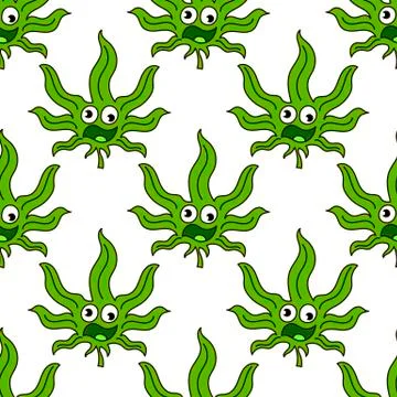 Marijuana Frame Green Leaf and black marijuana hookah seamless pattern. Stock Illustration