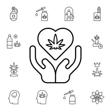 Marijuana, heart, save, armflat vector icon in marijuana pack Stock Illustration